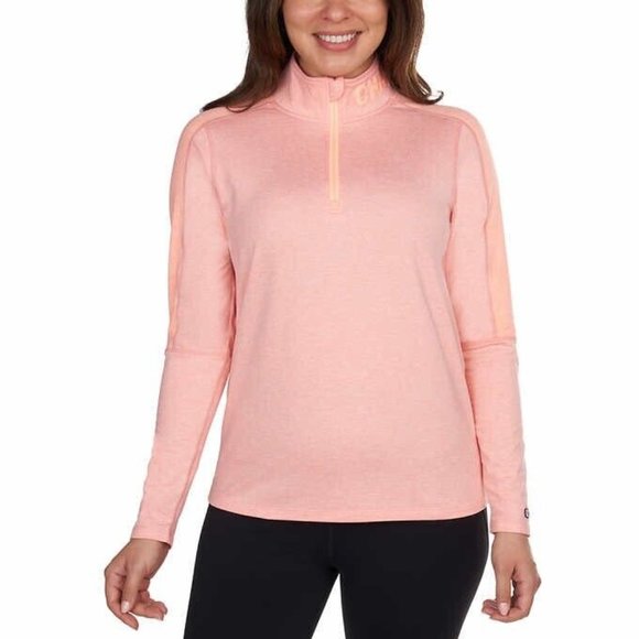 NWoT Champion Women's Mock Neck 1/4 Zip Long Sleeve Tee Pink Size 2XL $60 8D227 - Picture 1 of 5